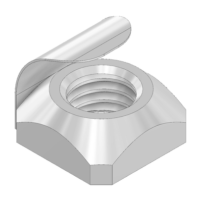 MODULAR SOLUTIONS ZINC PLATED FASTENER<BR>1/4" SQUARE NUT W/POSITION FIX
